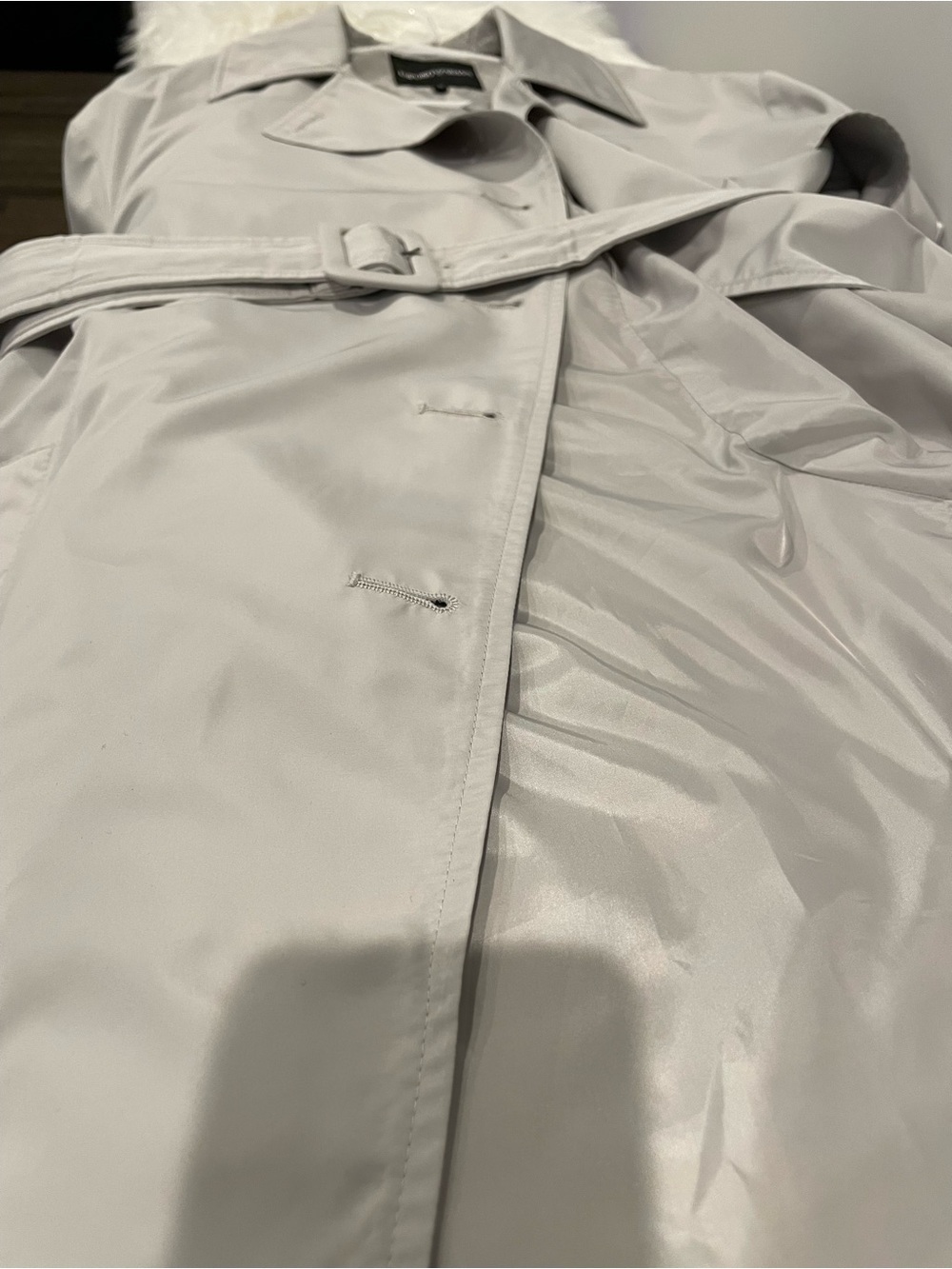 Emporio Armani long trench coat - pearl silver-gray - Picture 5 of 9